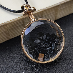 Обсидиан Подвески в виде стеклянных бутылок из натурального обсидиана, Плоская круглая бутылка желаний, подвески с драгоценными камнями, 44x32x15 мм