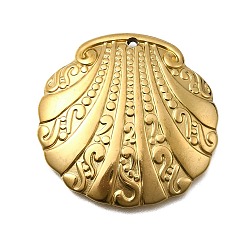 Настоящее золото 18K 304 подвески из нержавеющей стали, формы раковины, ионное покрытие (ip), реальный 18 k позолоченный, 34.5x34x4 мм, отверстие : 1.6 мм