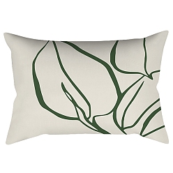 Hoja Fundas de almohada de poliéster abstractas de geometría de estilo nórdico serie verde, fundas de colchón, para sofá cama, Rectángulo, hoja, 300x500 mm