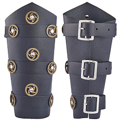 Черный Регулируемый браслет из искусственной кожи для байкеров, нарукавник для стрельбы из лука в стиле ретро, кожаный чехол в стиле панк с отделкой из сплава для мужчин, чёрные, готовая продукция: 200x105~150x14 мм