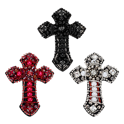 (52) Непрозрачная лаванда 3 шт. 3 цвета фетр крест стекло стразы украшения аксессуары, с ABS имитации жемчуга, для одежды своими руками, пакет, брюки, украшение обуви, разноцветные, 98x72.5x9 мм, 1 шт / цвет