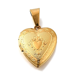 Real 20K Gold Plated 316 подвески из нержавеющей стали Locket, с 201 защелкивающимися дужками из нержавеющей стали, подвесками-рамками для фотографий из нержавеющей стали, ионное покрытие (ip), сердце, реальный 20 k позолоченный, 22.5x19.5x6 мм, отверстие : 6x3 мм, внутренний диаметр: 11x13 мм