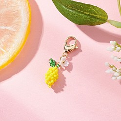 Желтый Подвесные украшения из бисера в виде лимонного стекла, с 304 из нержавеющей стали Lobster Claw застежками, желтые, 36 мм