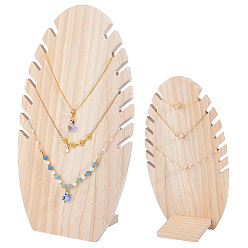 BurlyWood Expositores de madera para collares con parte trasera inclinada, Organizador de collares colgantes, forma de la hoja, burlywood, 17.7x9.3x32.8 cm