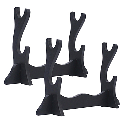 Черный 2-ярусная подставка для мечей из МДФ, чёрные, 25x6.3x15.5 см