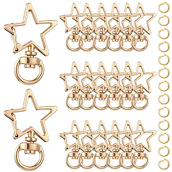 Light Gold 40 шт. застежки-карабины из цинкового сплава в форме звезды, поворотный карабин-лобстер, золотой свет, 34x24x6 мм, отверстие : 5x9 мм