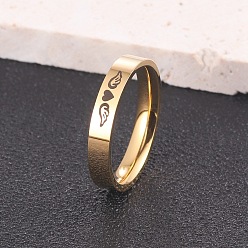 Золотой Узор в виде крыльев сердца 304 кольца из нержавеющей стали, золотые, размер США 6 (16.5 мм)