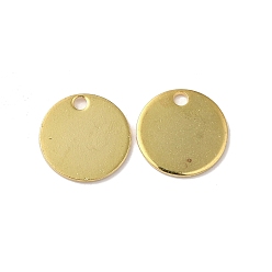 Золотой Ионное покрытие (ip) 304 брелоки для штамповки из нержавеющей стали, лазерная резка, плоский круглый шарм, золотые, 10x1 мм, отверстие : 1 мм