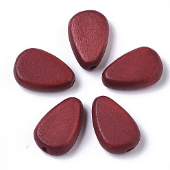 Crimson Painted Natural Wood Beads, Teardrop, Crimson, 18x12x5.5mm, Hole: 1.5mm