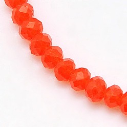 Красный Стекло Rondelle бисер пряди, граненые, красные, 3.5x2.5~3 мм, отверстие : 1 мм, около 138 шт / нитка, 12.9 дюйм