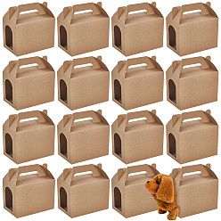 Светло-коричневый Складные бумажные мини-коробки для тортов, с видимым окном и ручками, подарочные наборы для кексов, прямоугольные, загар, 9x14x14.6 см