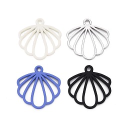 Mixed Color Rack Plating Spray Painted Alloy Pendants, Cadmium Free & Lead Free, Shell, Mixed Color, 21x20.5x1.5mm, Hole: 1.8mm