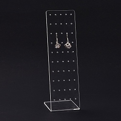 Clear Transparent Acrylic Earrings Display Stands, L-Shaped, Clear, 19.5x6.3x0.95cm, Hole: 1.6mm