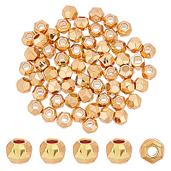 Настоящее золото 18K 60 шт. Латунные распорные втулки, без кадмия, без никеля и без свинца, граненые, шестиугольник, реальный 18 k позолоченный, 2.5~3x2.5~3x2.5 мм, отверстие : 1.2 мм