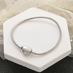 Платина Латунные браслеты-змейки для женщин, сердце, платина, 7-1/8 дюйм (18 см)