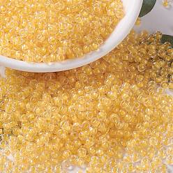 (RR202) Хрустальный с Лимонной Подкладкой Миюки круглые бусины рокайль, японский бисер, (rr 202) лимонный кристалл, 8/0, 3 мм, отверстие : 1 мм, Около 2111~2277 шт / 50 г