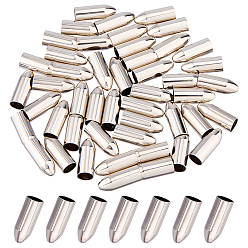 Platinum 50Pcs Iron Cord End, Bullet Shape, Platinum, 24x9mm, Hole: 8mm
