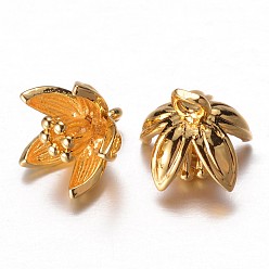 Золотой Латунь прелести, цветок, золотые, 8x9 мм, отверстие : 1.5 мм