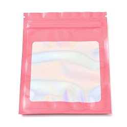 Pink Пластиковые пакеты с застежкой-молнией «инь-ян», самозакрывающиеся пакеты с окошком, прямоугольные, розовые, 12x9x0.01 см, односторонняя толщина: 2.7 мил(0.07мм)