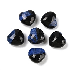 Полуночно-синий Натуральный агат (окрашенный и нагретый) сердцевидный пальмовый камень, исцеляющий карманный тон для рейки балансировка энергии медитация подарок, темно-синий, 19.5~20.5x20~20.5x13~14 мм
