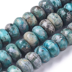 Пирит Синтетические африканские пиритовые нити, окрашенные, рондель, 8x5 мм, отверстие : 0.8 мм, около 85 шт / нитка, 16.14 дюйм (41 см)