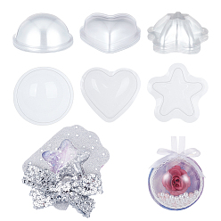 Прозрачный 30 шт. 3 стили прозрачная упаковочная коробка из ПВХ, сердце/звезда/полукруг, прозрачные, 85~100x89~100x23~38 мм, 10 шт / стиль