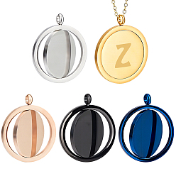 (52) Непрозрачная лаванда 5шт. 5 цвета, вращающиеся подвески из нержавеющей стали, плоско-круглые, разноцветные, 30.5x25.5~26x2 мм, отверстие : 4 мм, 1 шт / цвет