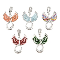 Color mezclado Colgantes de latón esmaltado, encantos de pavo real, sin plomo y cadmio, chapado en rack, larga duración plateado, Platino, color mezclado, 50 mm