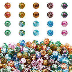 Gemischte Farbe Spray bemalte Glasperlen, Runde, Gemischte Farbe, 8.5 mm, Loch: 1.5 mm, 10 Farben, 30 Stk. je Farbe, 300 Stück / Karton