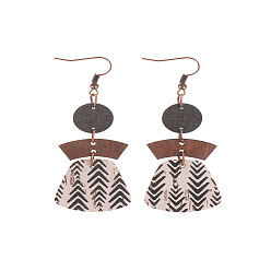 Античный Белый Серьги-подвески из сплава с имитацией кожи, трапециевидные, старинный белый, 75x28 мм