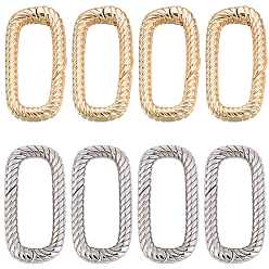 Real Gold Plated & Real Platinum Plated 8шт. 2 цвета латунные пружинные затворные кольца, без кадмия, без никеля и без свинца, Twist овальные, настоящее золото и платина, 18x9x2.5 мм, 4 шт / цвет