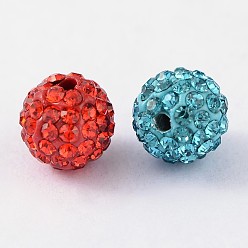 Mixed Color Grade A Rhinestone Pave Disco Ball Beads, for Unisex Jewelry Making, Round, Mixed Color, PP9(1.5.~1.6mm), 8mm, Hole: 1mm
