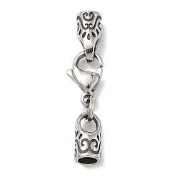 Античный Серебристый & Цвет Нержавеющей Стали 316 хирургические застежки-клешни из нержавеющей стали, с мозг заканчивается, ручная полировка, старинное серебро и цвет нержавеющей стали, 36.5 мм, конец шнура: 11.5x5.6 мм