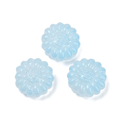 Светло-Синий Прозрачные стеклянные бусины, цветы, спекающийся лак, голубой, 16x15.5x7.5 мм, отверстие : 1.2 мм