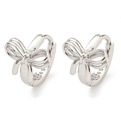 Platinum Anti-Tarnish Rhodium Plated 925 Sterling Silver Hoop Earring, Bowknot, Platinum, 15x11.5mm