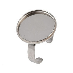 Нержавеющая Сталь Цвет 304 компоненты манжетного кольца из нержавеющей стали, настройки кольца чашки безеля, плоско-круглые, цвет нержавеющей стали, лоток : 18 мм, 3 мм, регулируемый