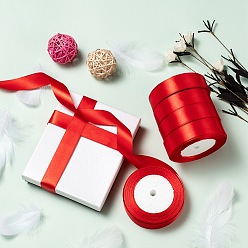 Red Single Face Satin Ribbon, Polyester Ribbon, Christmas Ribbon, Red, 1 inch(25mm) wide, 25yards/roll(22.86m/roll), 5rolls/group, 125yards/group(114.3m/group)