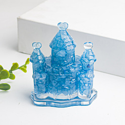Аквамарин Украшение для замка из смолы, с натуральными кусочками аквамарина внутри статуэток для украшения домашнего офиса, 63x44x73 мм