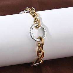 Ring Двухцветные 304 браслеты из нержавеющей стали, браслеты-цепочки для женщин, кольцо, 7.05 дюйм (17.9 см)