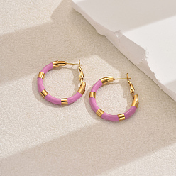 лаванда Милые 201 классические серьги-кольца из нержавеющей стали для женщин, кольцо, лаванда, 30x30 мм