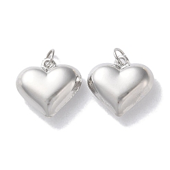 Платина Стойки обшивки латунные подвески, долговечный, без свинца и без кадмия, сердце, платина, 15x15.5x8.5 мм, отверстие : 3.4 мм