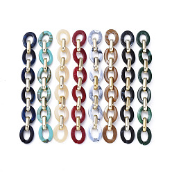 (52) Непрозрачная лаванда Пластиковые кабельные цепи ccb ручной работы, с акриловыми связующими кольцами, золотые, разноцветные, Ссылки по теме: 24.2x18.2x4 мм и 19x12x4.7 мм, 39.37 дюйм (1 м) / прядь