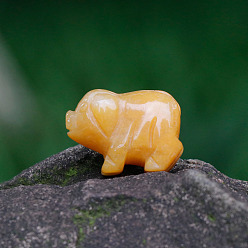 Топаз Нефрит Украшение дисплея скульптуры из нефрита из натурального топаза, для домашнего офисного стола, свинья, 15~18x25~27x12 мм