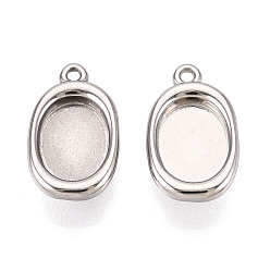 Нержавеющая Сталь Цвет 304 Настройки кабошон из нержавеющей стали кулон, овальные, цвет нержавеющей стали, лоток : 10x7.5 мм, 17x10x5 мм, отверстие : 1.2 мм