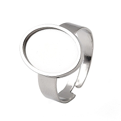 Нержавеющая Сталь Цвет 304 регулируемые кольцевые компоненты из нержавеющей стали, настройки овальных колец, цвет нержавеющей стали, лоток : 10.5x14.5 мм, 16x12 мм, внутренний диаметр: 18 мм