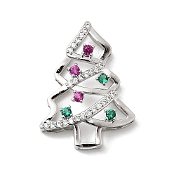 Платина Латунные микро проложить кубического циркония подвески, елочные прелести, стойки покрытие, долговечный, без кадмия и без свинца, платина, 25.5x19x5 мм, отверстие : 5.5x2 мм