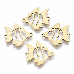 Золотой 201 соединительные звенья нержавеющие, лазерная резка, рыба, золотые, 15.5x17x1 мм, отверстие : 1.4 мм
