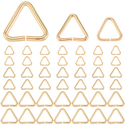 Plaqué 18K Or Véritable 300pcs 3 styles triangle 304 anneaux en acier inoxydable, fermoirs à boucle, convient aux perles percées, sangles, sacs de cerclage, réel 18 k plaqué or, 6~10x6~10.5x0.7~1mm, diamètre intérieur: 5.5~8x5~8 mm, 100 pcs / style