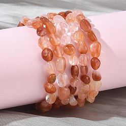 Другие Кварцы Браслеты из натуральных бусин красного кварца для женщин, нангеты, бусины : 6~12x6~8x4~7 мм, внутренний диаметр: 1.89~2.01 дюйм (4.8~5.1 см)