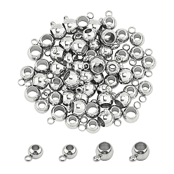 Stainless Steel Color 304 Stainless Steel Tube Bails, Loop Bails, Bail Beads, Rondelle, Stainless Steel Color, 60pcs/box